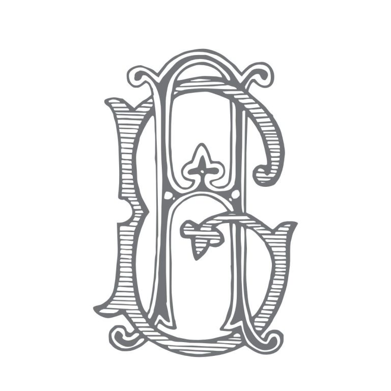 Logo-GA Historisches Logo des Landgasthauses, ineinander verschlungene verschnörkelte Großbuchstaben G und A